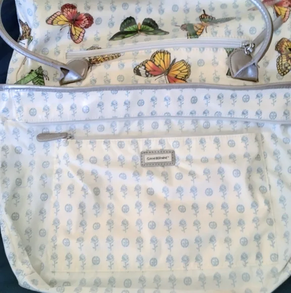 Vintage Giani Bernini Butterflies Handbag Tote Bag Purse - Picture 14 of 16